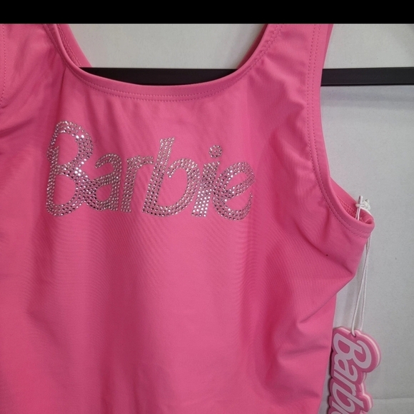 Barbie x Forever 21 Barbie Pink Rhinestone Bling One-Piece Swimsuit Girl 11/12 - Picture 6 of 10